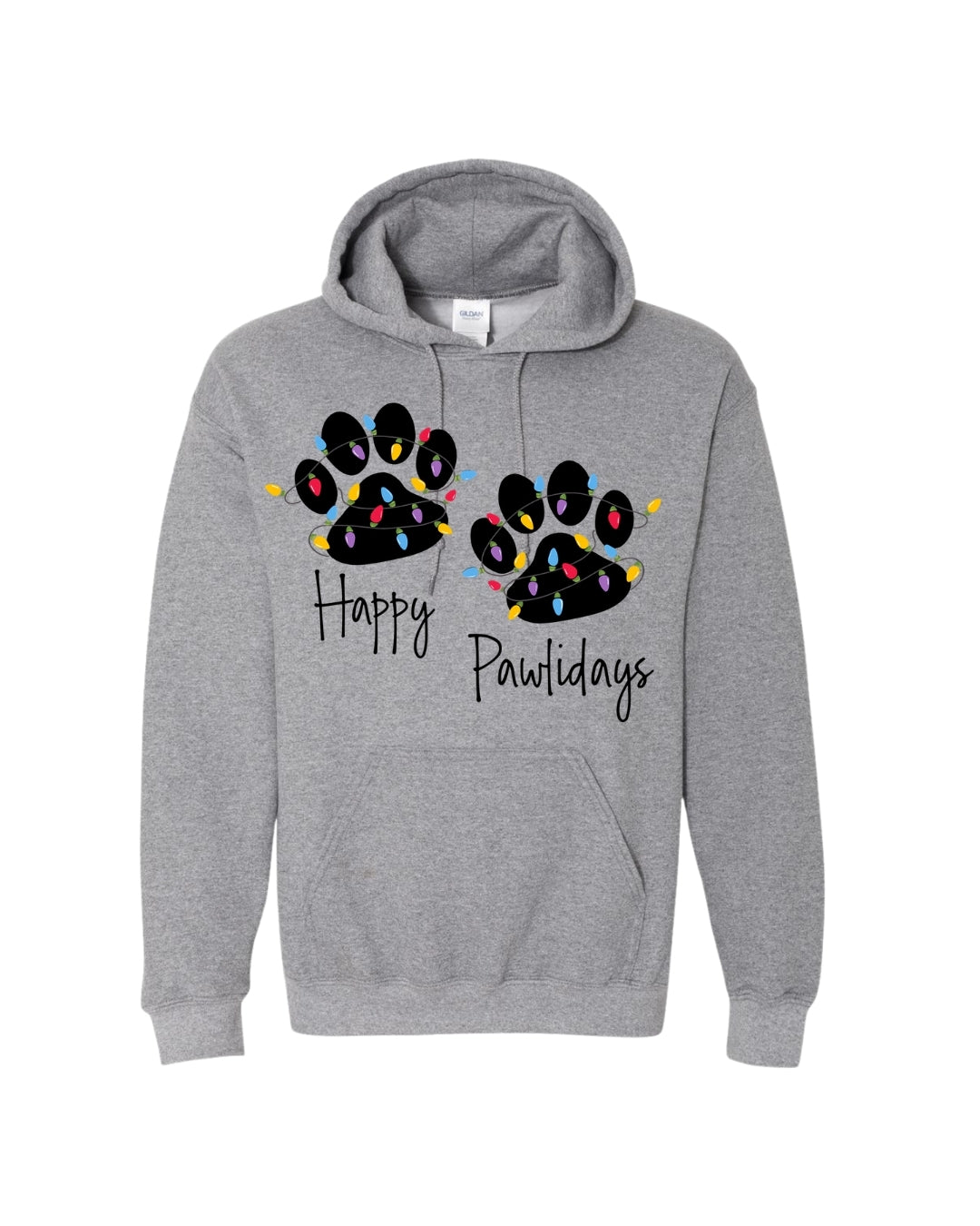 “Happy Pawlidays Festive Paw Print Lights Design”