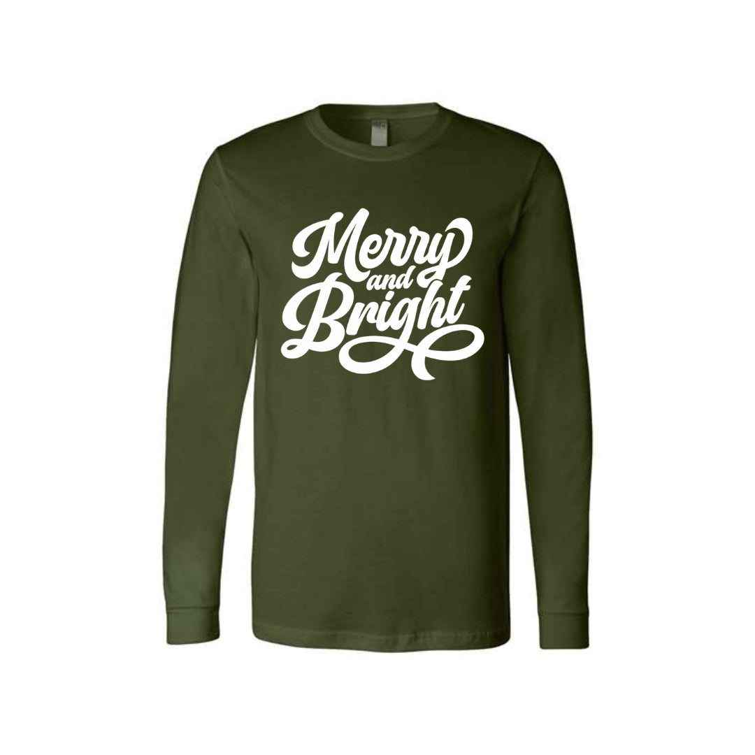 Holiday Long Sleeves-Merry and Bright Holiday Graphic