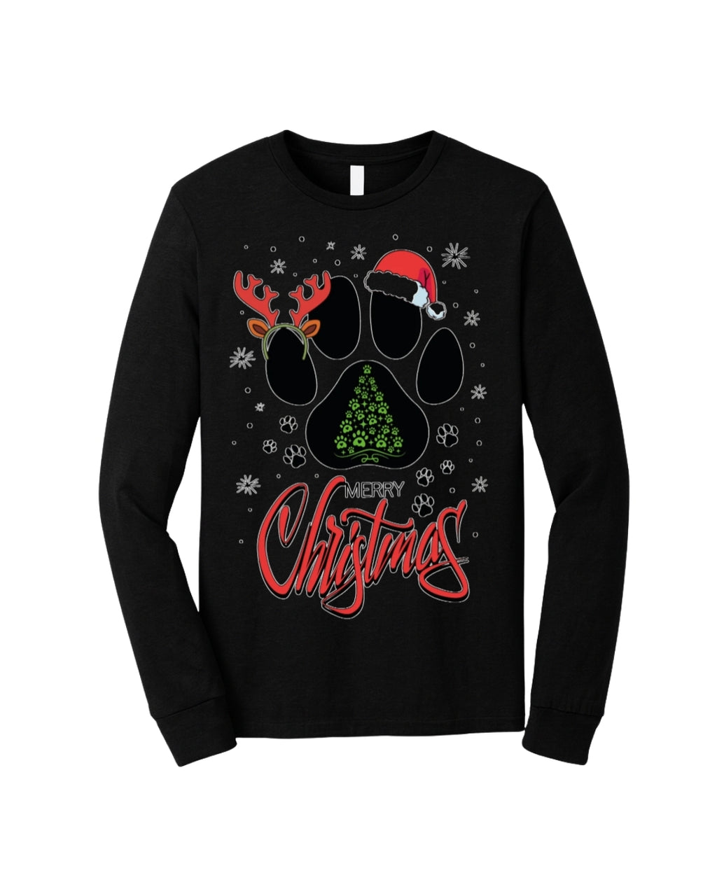 Merry Christmas Paw Print Holiday Apparel – Festive Pet Lover Christmas Design