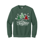 Holiday Crewneck Sweatshirt-Merry Christmas 3 Graphic Trees