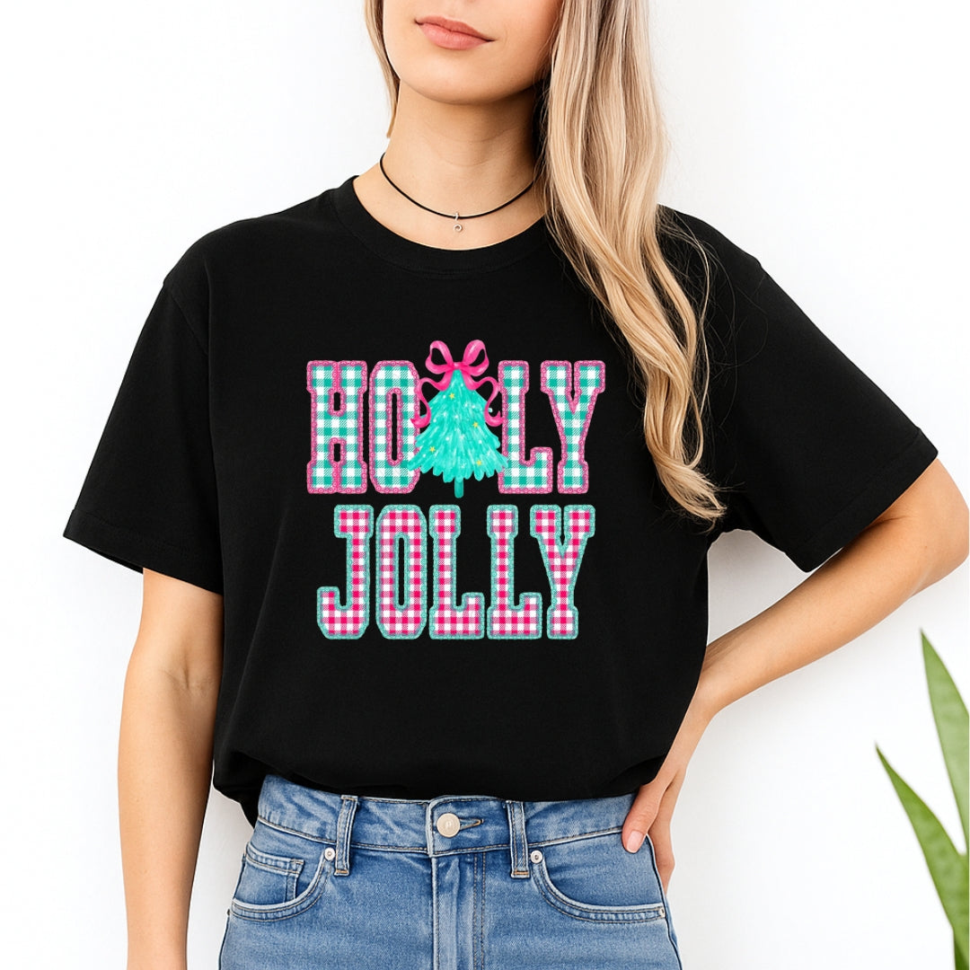 Holiday Shirt -Holly Jolly Gingham Christmas
