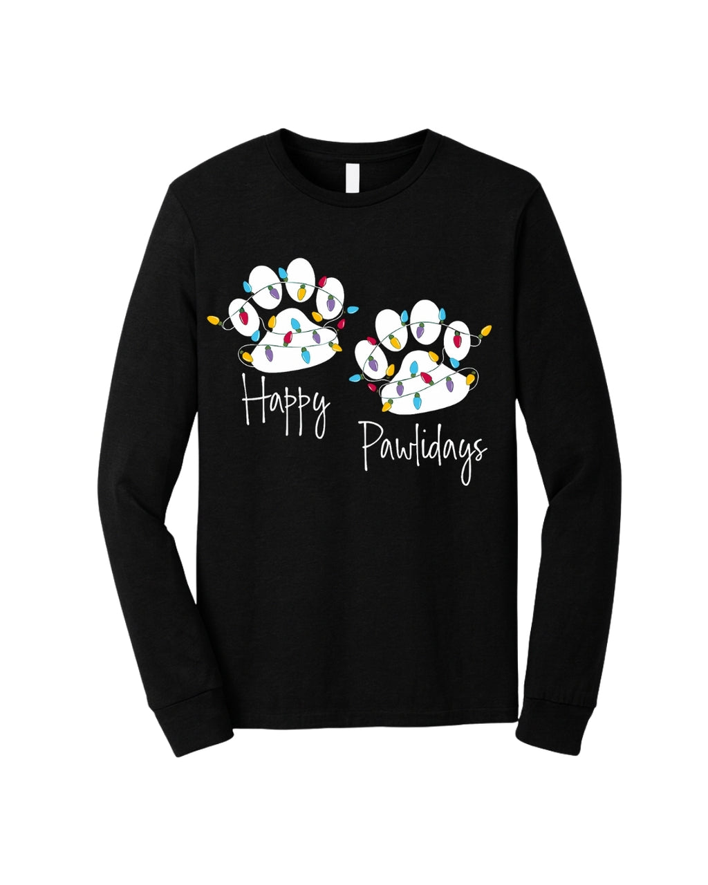 “Happy Pawlidays Festive Paw Print Lights Design”