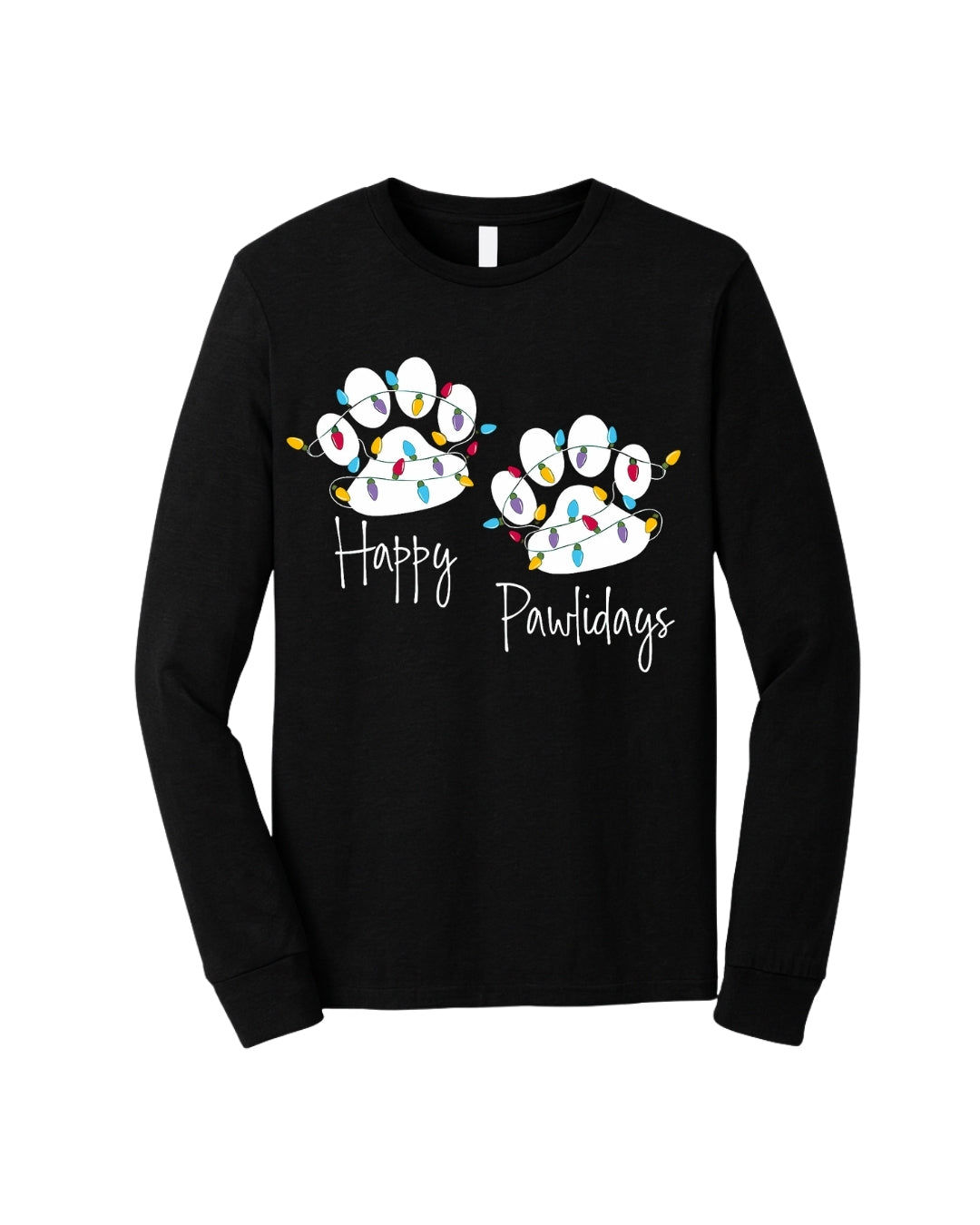 “Happy Pawlidays Festive Paw Print Lights Design”