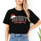 Holiday Shirt - “Merry Christmas” Leopard Santa Design