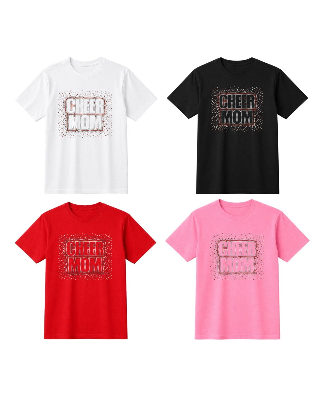 "Cheer Mom"-01 Rhinestone Shirt – Sparkly Cheerleading Mom Tee, Game Day Shirt, Cheerleader Mom Gift, Bling Sports Mom Apparel