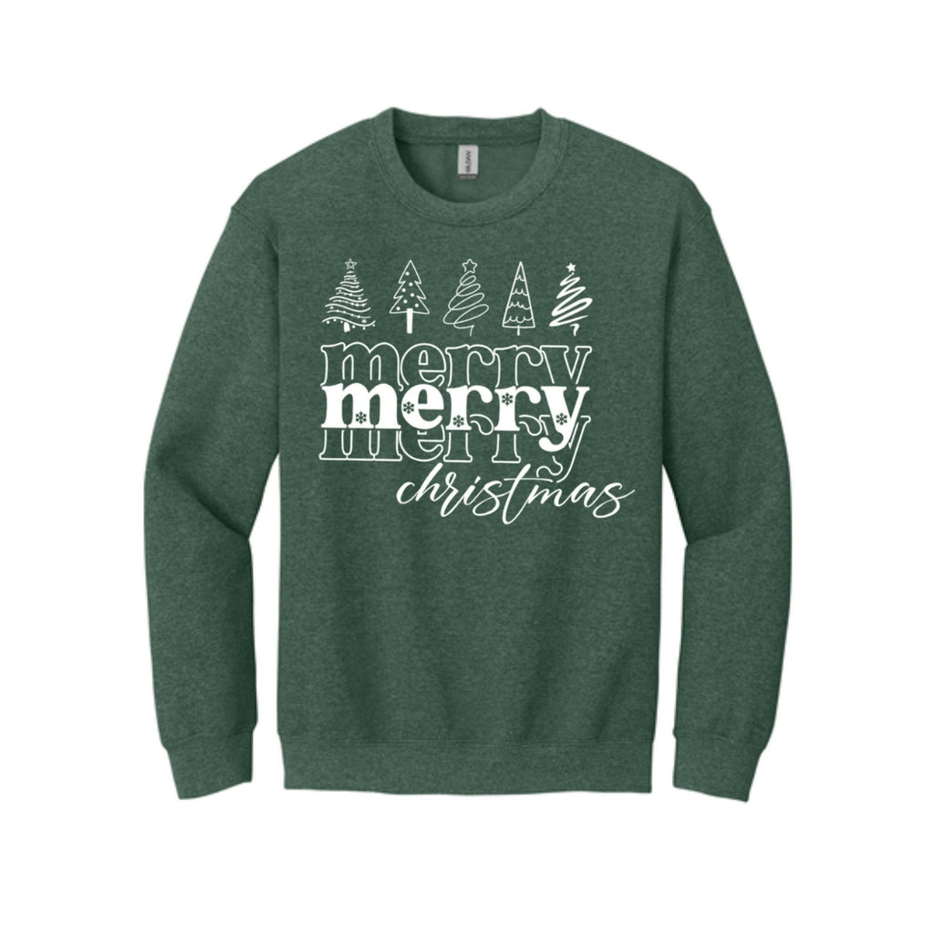Holiday Crewneck Sweatshirt- Merry Merry Christmas Graphic Tee