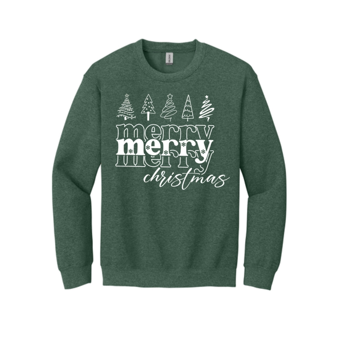 Holiday Crewneck Sweatshirt- Merry Merry Christmas Graphic Tee