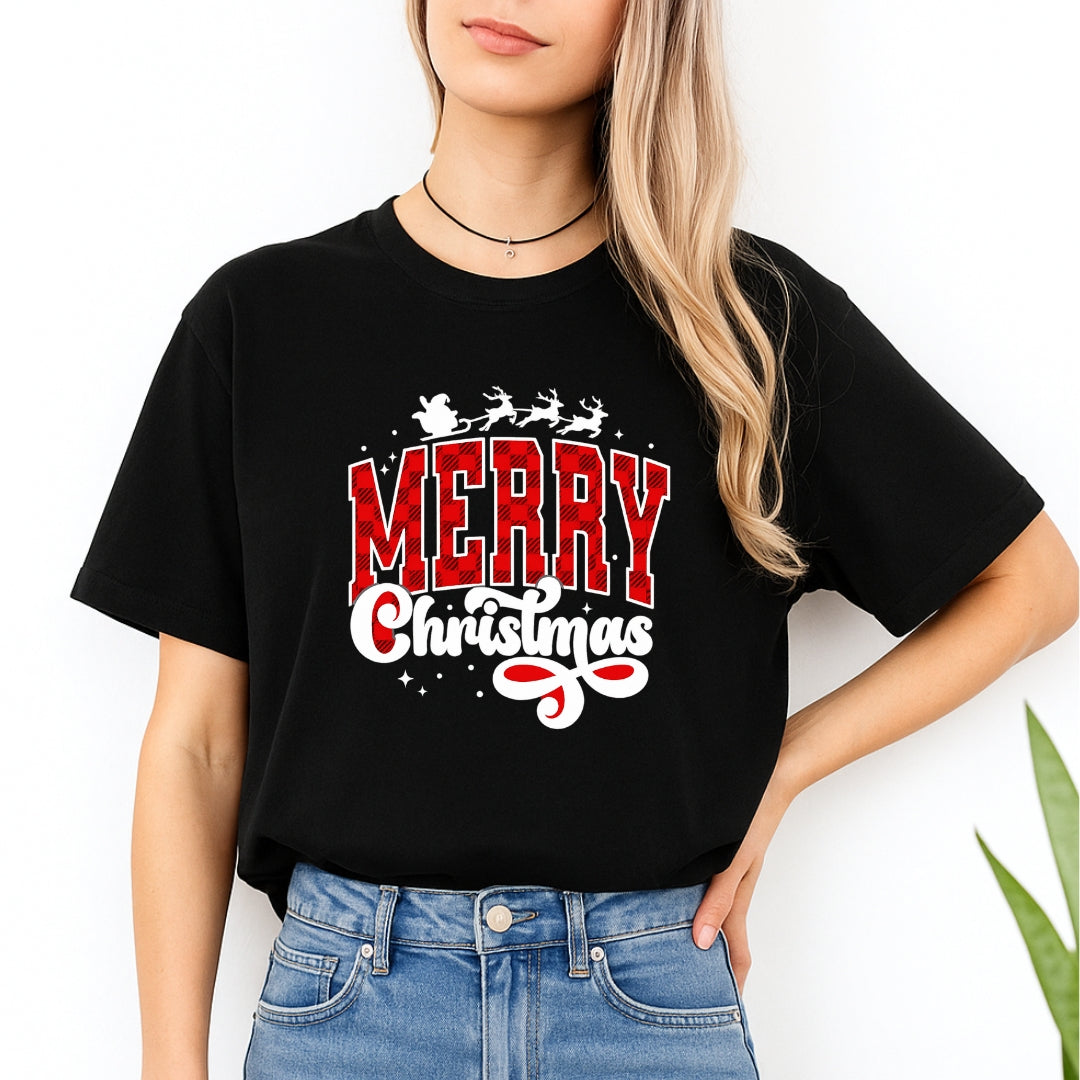 Holiday Shirt - Merry Christmas Buffalo Plaid Graphic