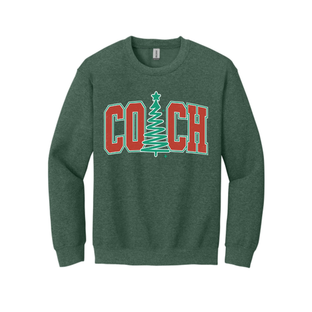 Holiday Crewneck Sweatshirt-Festive “Coach” Christmas Apparel – Holiday Gift for Sports Coaches
