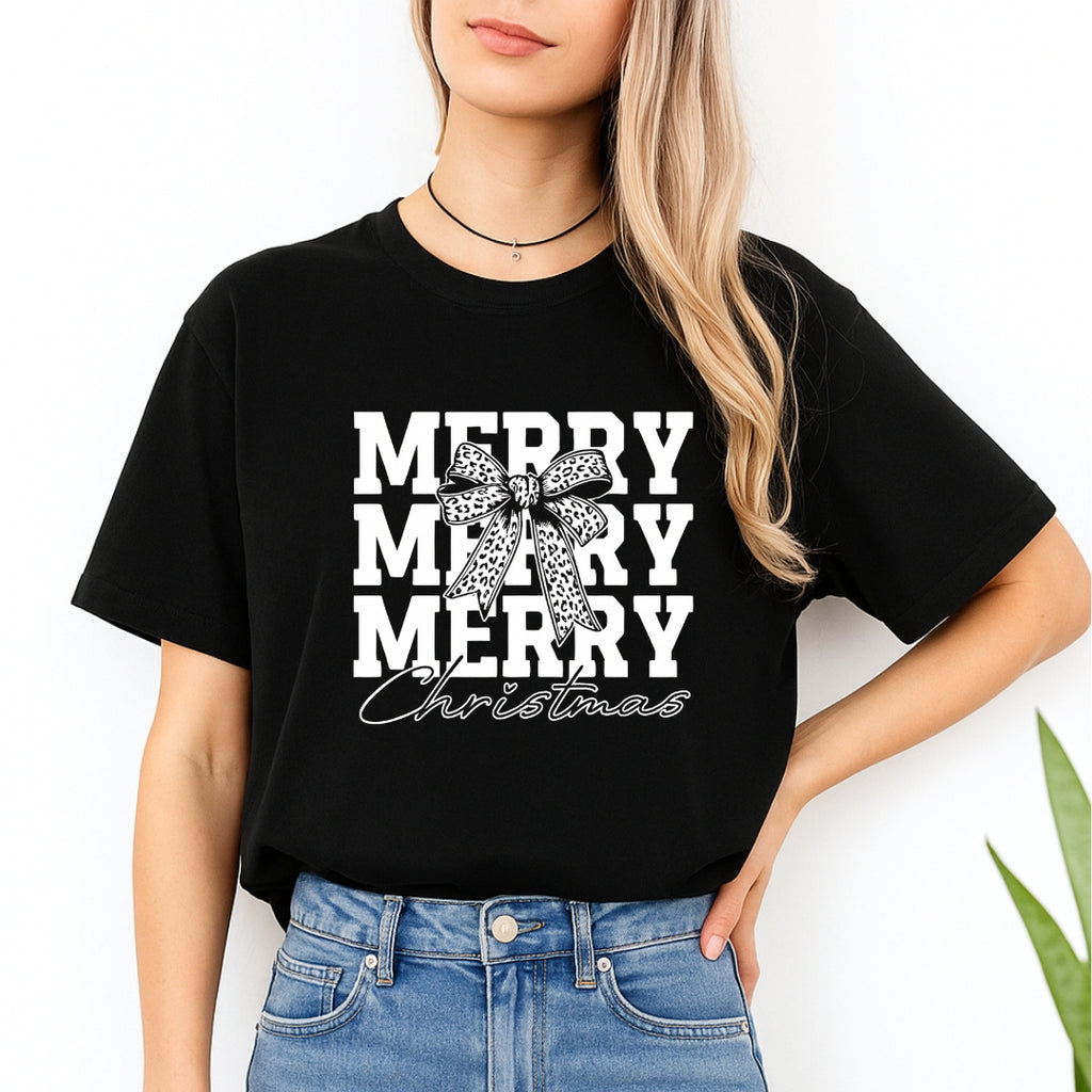 Holiday Shirt - Merry Merry Merry Christmas Graphic