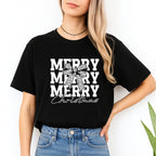 Holiday Shirt - Merry Merry Merry Christmas Graphic