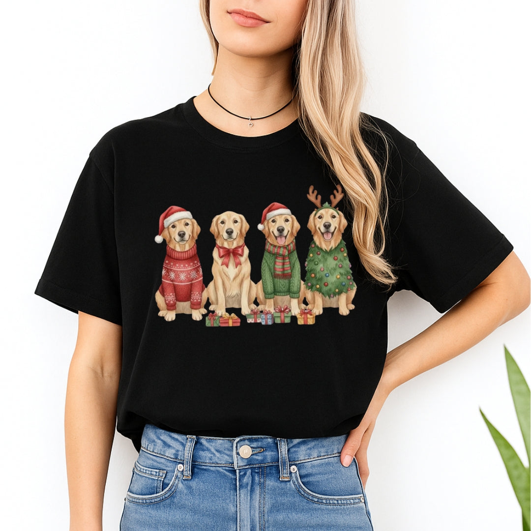 Merry & Furry Tees:Golden Retriever Christmas Dogs Design – Festive Holiday Dog Lover Gift