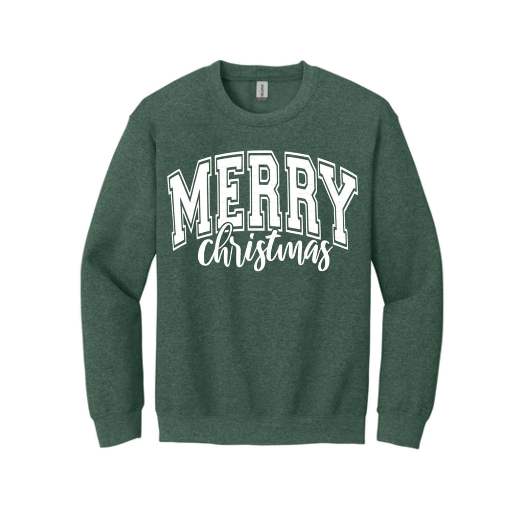 Holiday Crewneck Sweatshirt-“Merry Christmas” Bold Letter Design