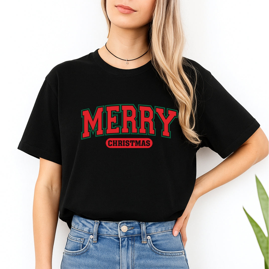 Minimalist Holiday Shirt - Merry Christmas Graphic Apparel