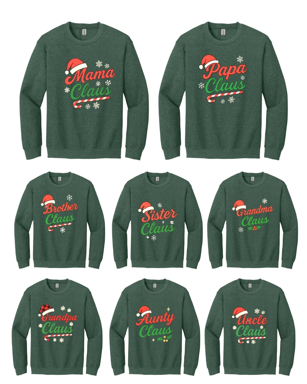Holiday Crewneck Sweatshirt- Family Claus Christmas Apparel Collection – Matching Holiday Outfits for the Whole Family