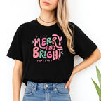 Holiday Shirt - Merry and Bright Pastel Christmas Graphic
