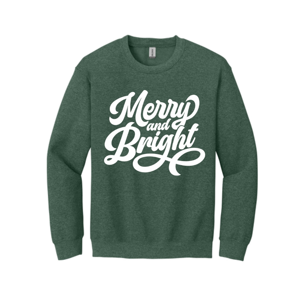 Holiday Crewneck Sweatshirt- Merry and Bright Holiday Graphic