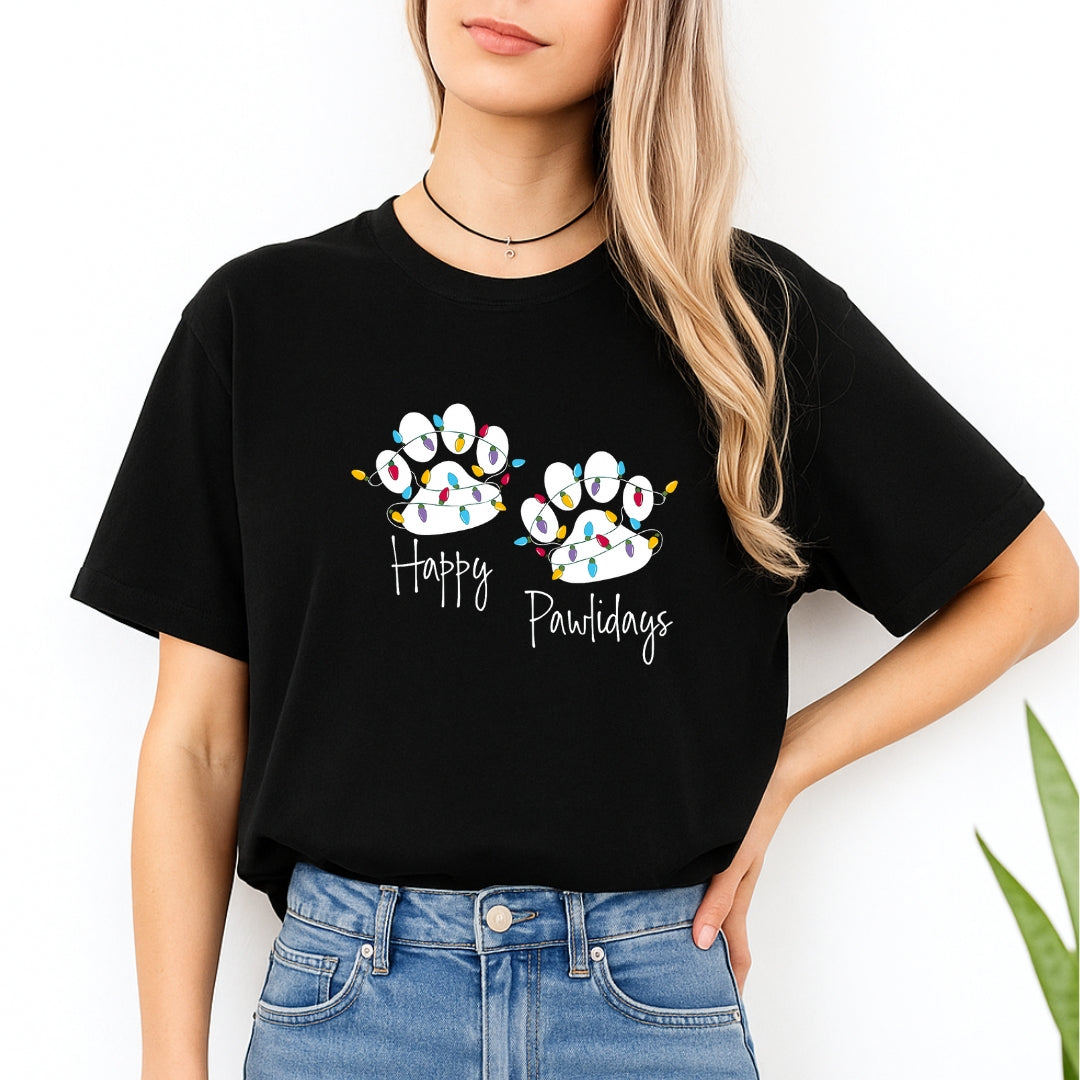 Christmas Tee for Pet Parents : Happy Pawlidays Sweatshirt – Festive Dog Lover Gift