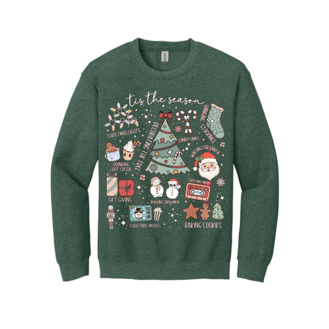 Holiday Crewneck Sweatshirt- Tis the Season’ Christmas Icons
