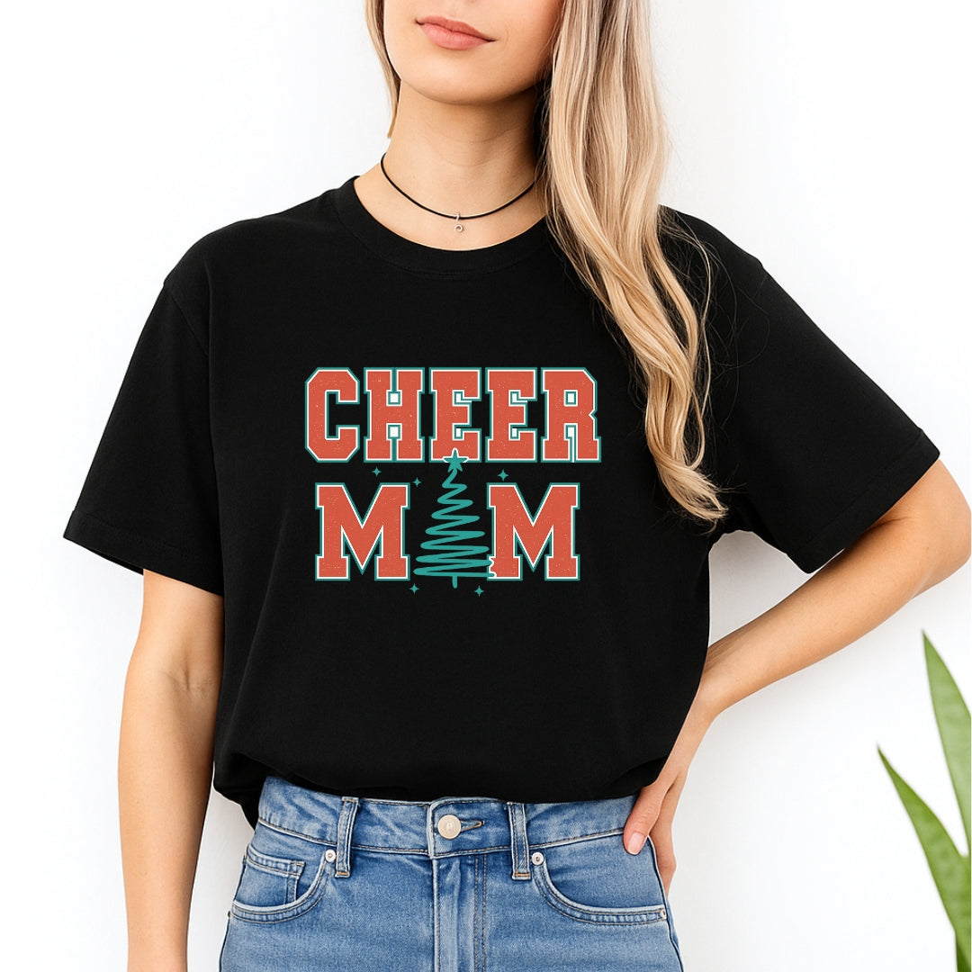 Holiday Shirt - Festive “Cheer Mom” Christmas Apparel – Perfect Holiday Spirit Wear for Cheer Moms