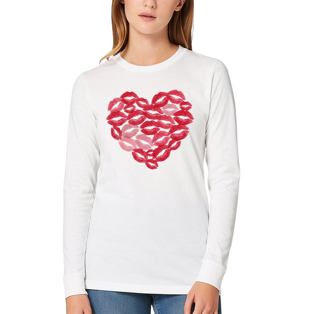 Kiss Me Valentine Heart Sweatshirt & Tee – Lip Print Love Design