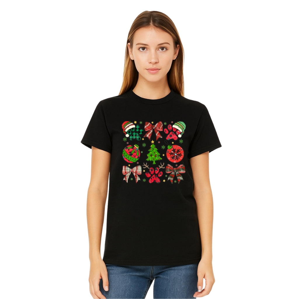 Christmas Tee for Pet Parents : Paw Print Christmas Apparel – Festive Dog Lover Holiday Gift