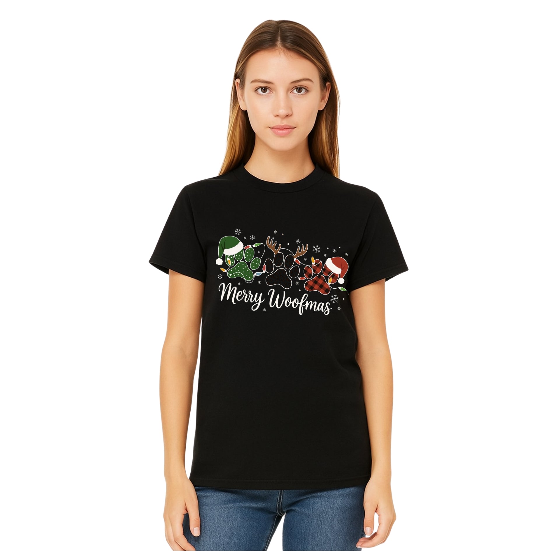Christmas Tee for Pet Parents : Merry Woofmas Paw Print Apparel – Festive Dog Lover Christmas Gift