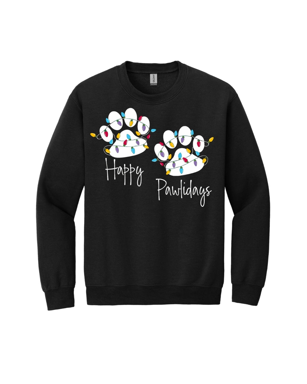 “Happy Pawlidays Festive Paw Print Lights Design”