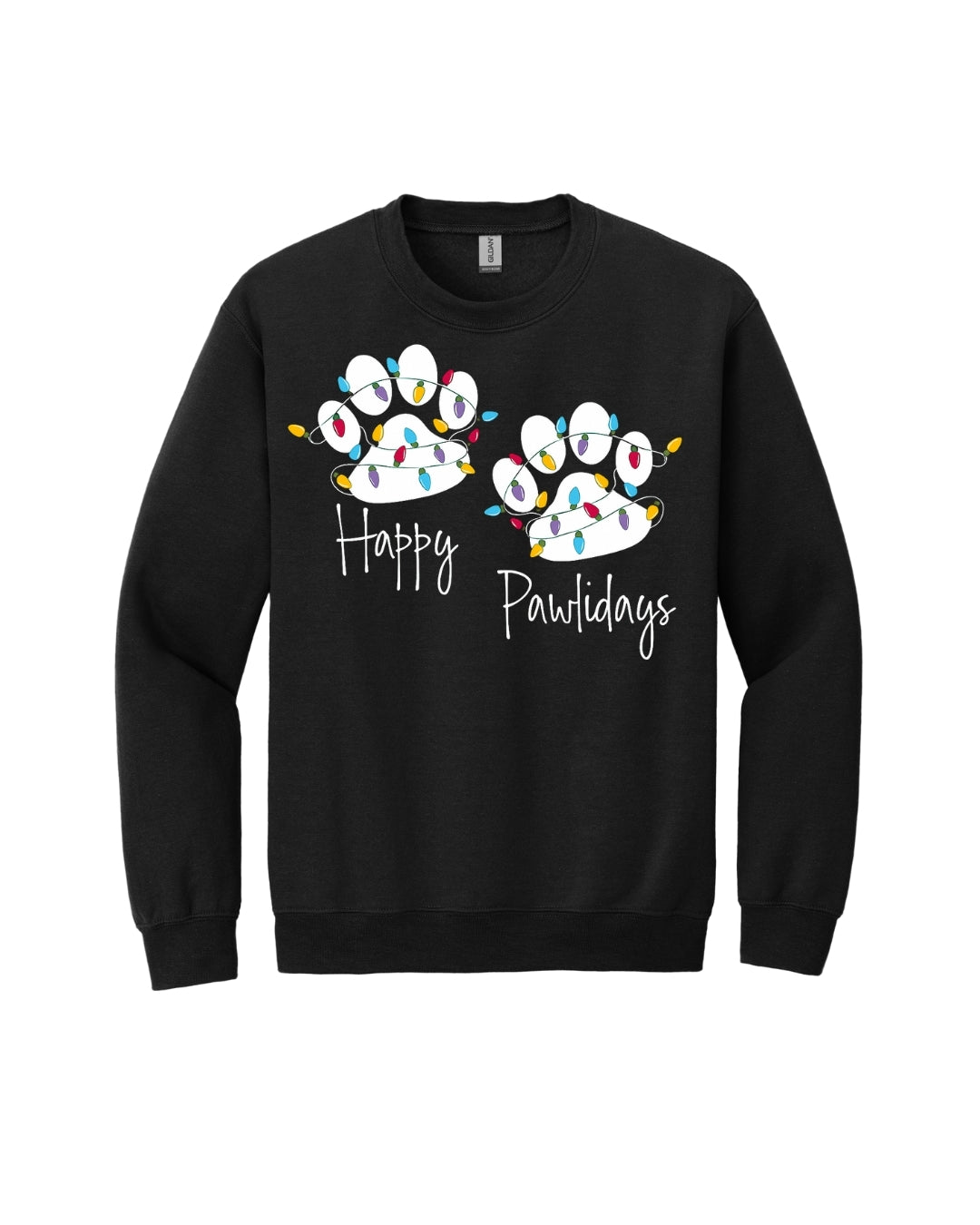 “Happy Pawlidays Festive Paw Print Lights Design”