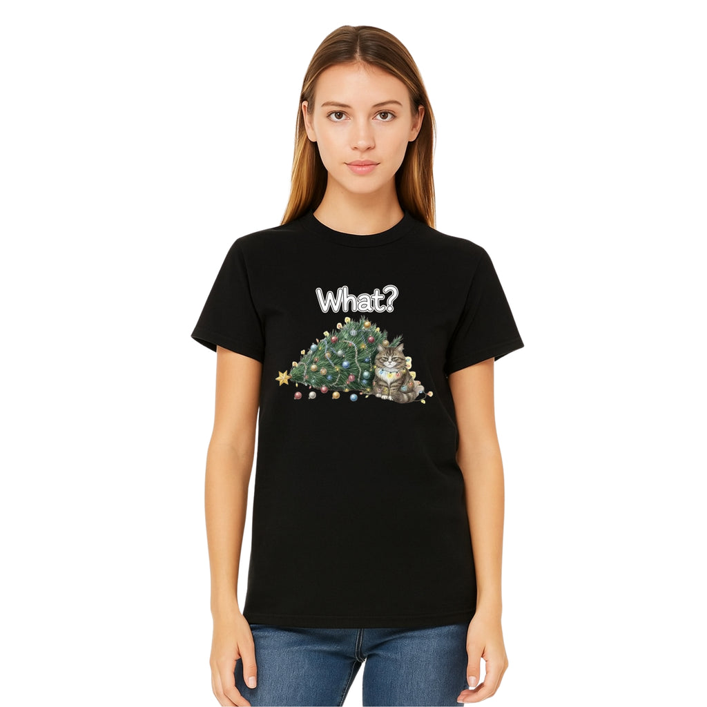 Christmas Tee for Pet Parents : “What?” Holiday Cat Lover Gift