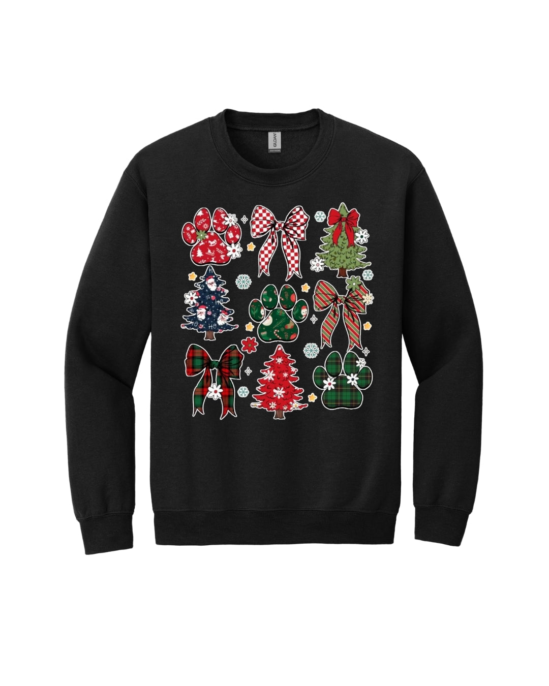 Festive Paw Prints and Christmas Trees