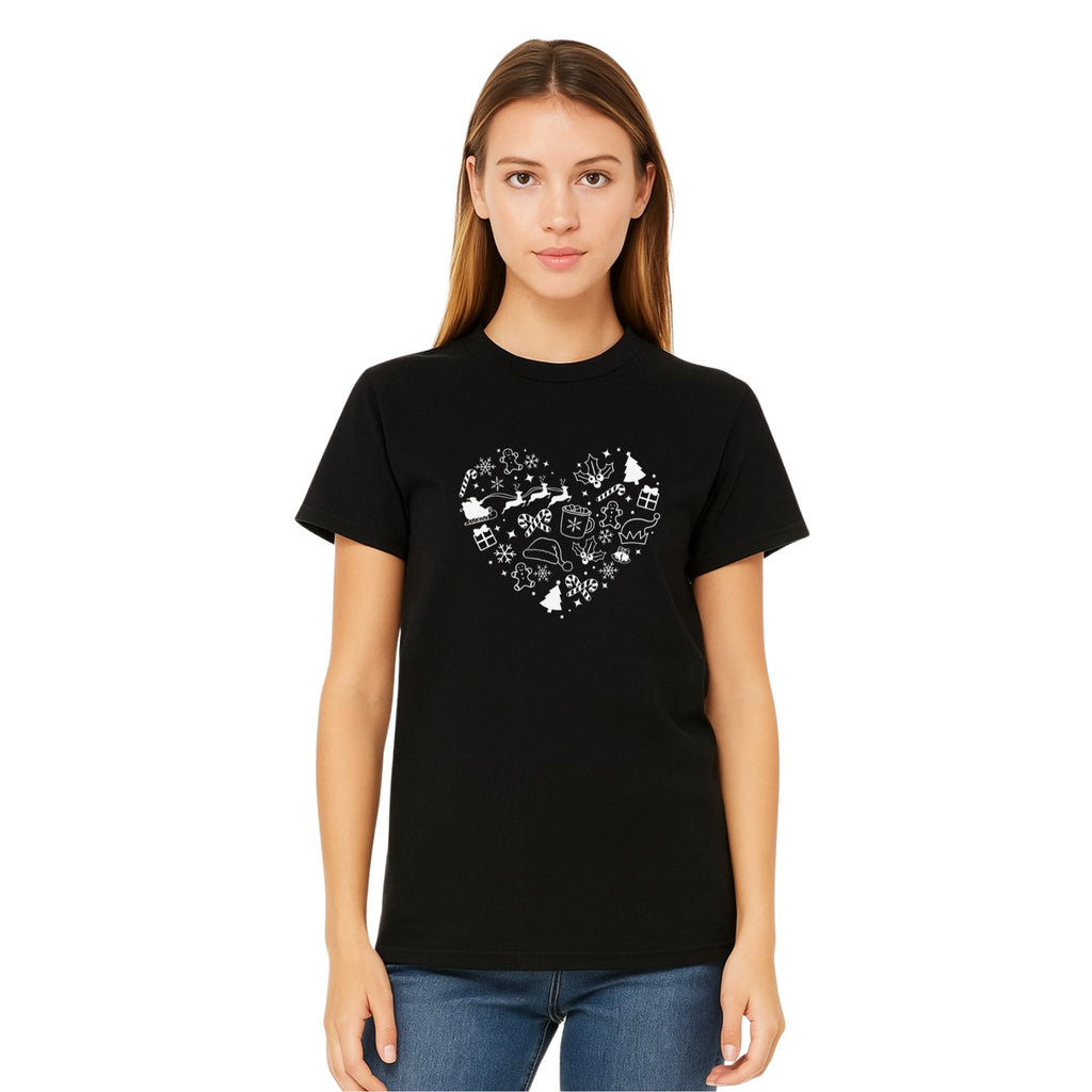 Minimalist Holiday Shirt - Festive Heart Christmas Icons