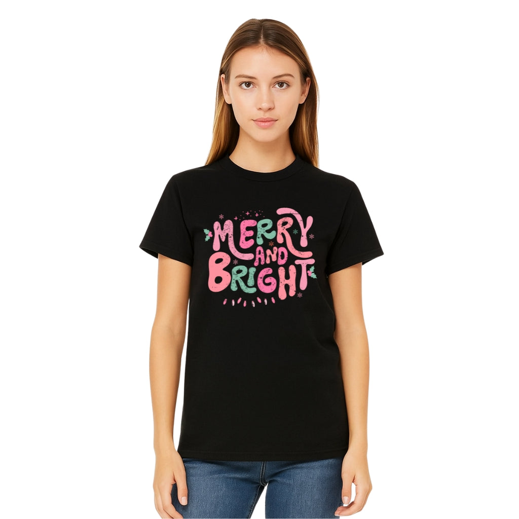 Holiday Shirt - Merry and Bright Pastel Christmas Graphic