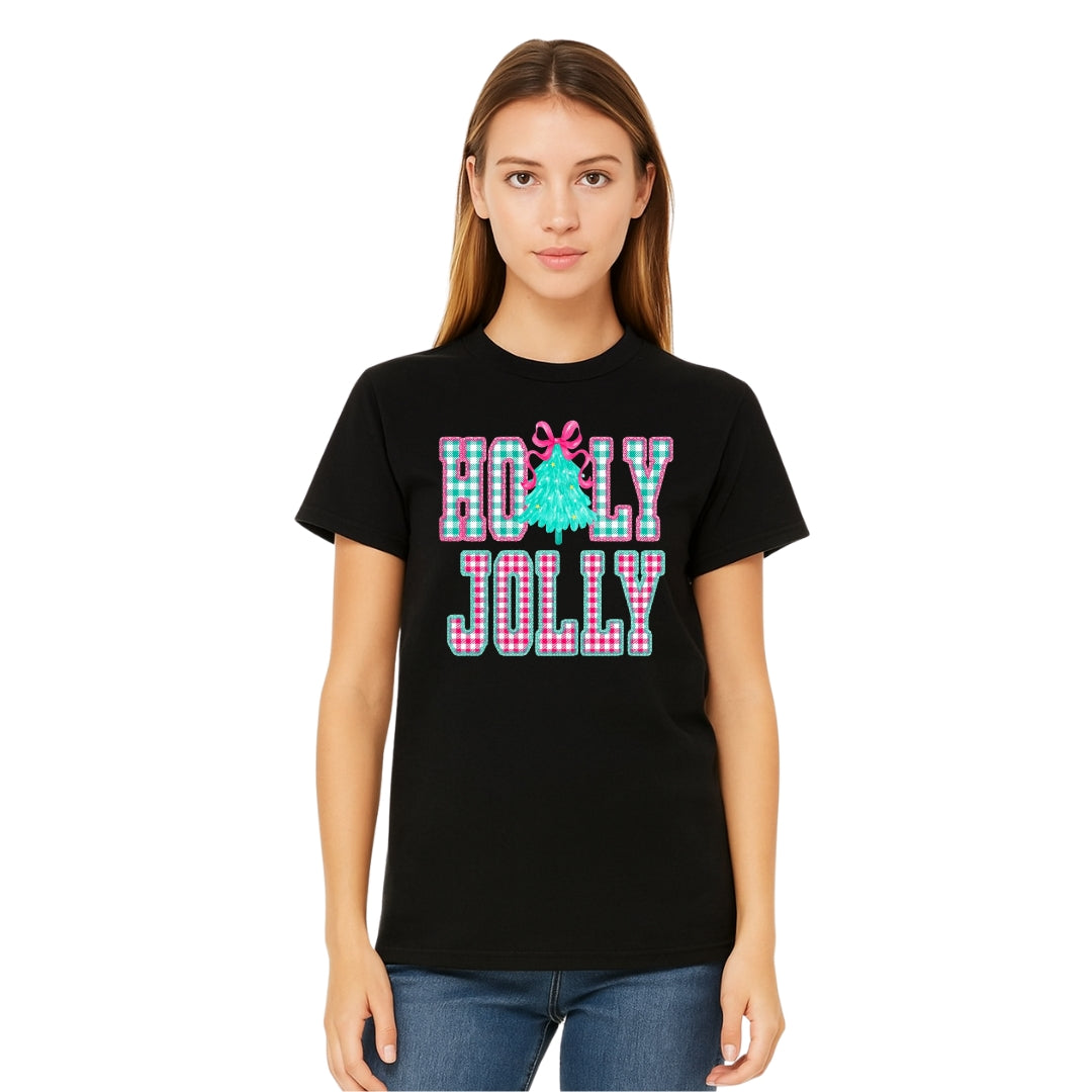 Holiday Shirt -Holly Jolly Gingham Christmas