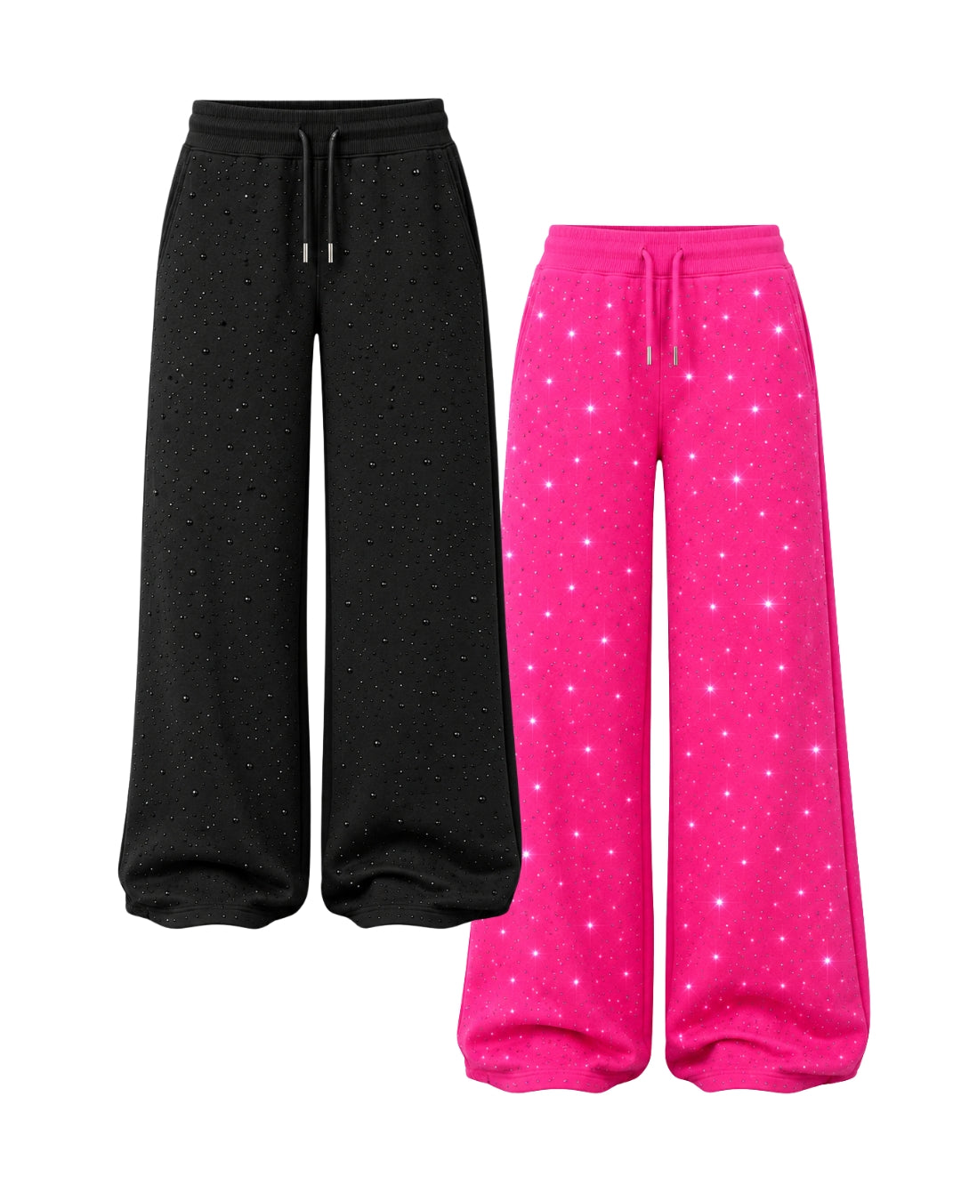 Rhinestone Wide Leg Pants – Tone-on-Tone Sparkle Edition