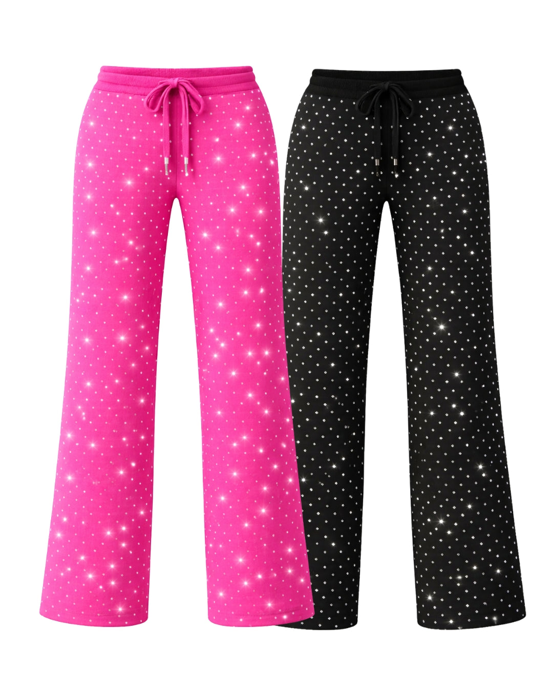 Silver Rhinestone Field Sweatpants – Wide Leg