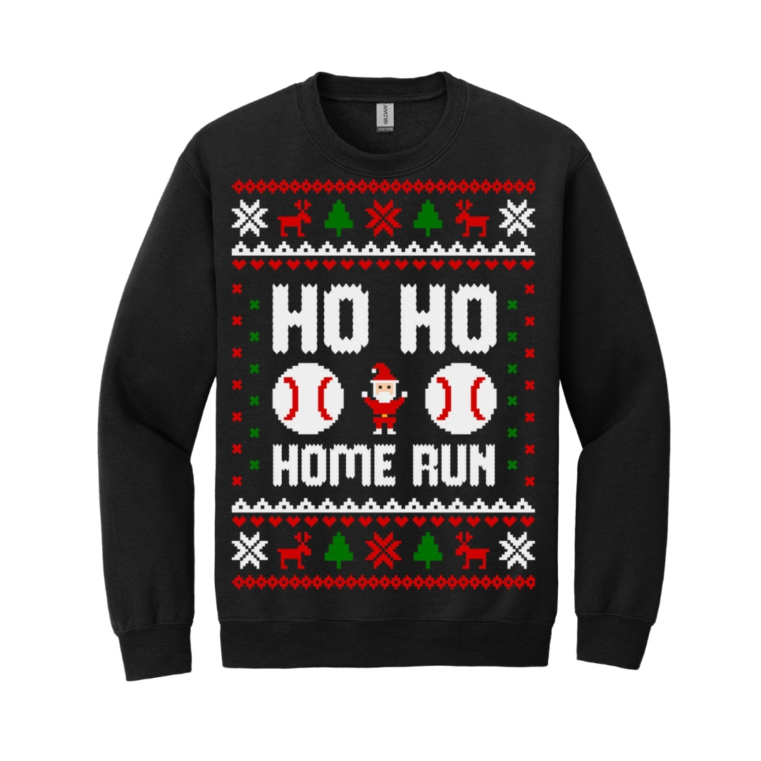 Holiday Crewneck Sweatshirt-Jolly Slugger Festive Baseball Christmas Design
